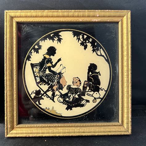Mother Silhouette Reverse Paintings, Rare Set of 2 Mother Child Reverse Silhouettes - Etsy