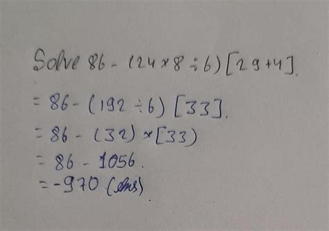 solve 86-(24×8÷6)[29+4] - Brainly.in