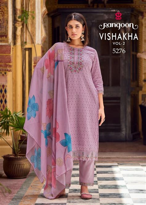 Rangoon Vishakha Vol 2 Embroidery Kurti Bottom With Dupatta: Textilecatalog