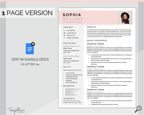 Resume Template for Google Docs - Professional CV Template | Style 4 ...
