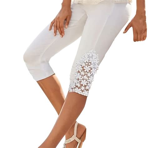 Pavied Capri Pants,Petite Pants,Fashion Casual Daily Lace Short Capri ...