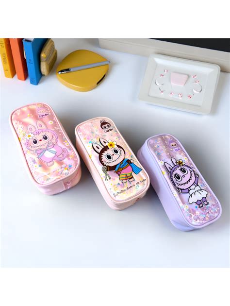 Labubu Peach Bunny Pencil Case - Trendy POP MART Stationery Pouch ...