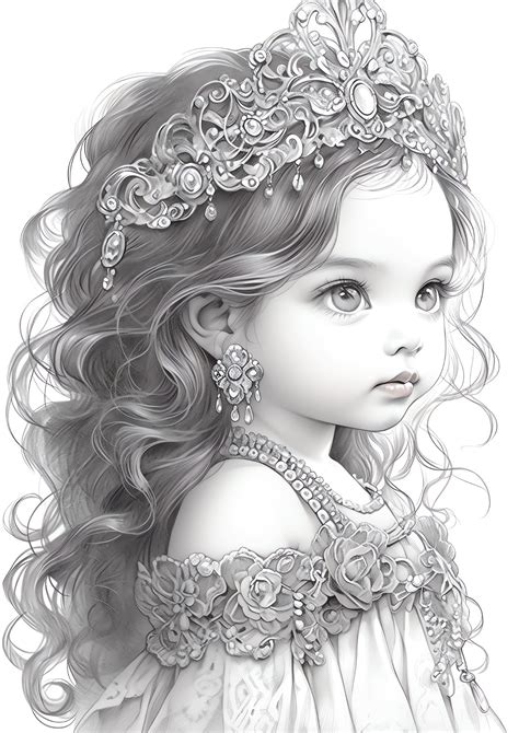 Adult Fairie Coloring Book of Cute Young Princess. Set of 30 High ...
