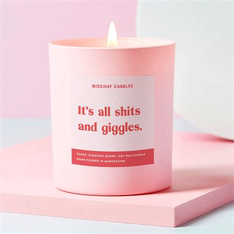 Funny Gift For Her Pink Candle Shits And Giggles By Mischief Candles