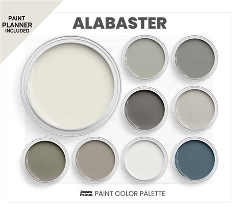 Sherwin Williams Alabaster Paint Color Palette. Coordinating Colors for ...