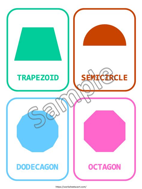 20 Basic Shapes Flashcards – Colorful Printable Learning Cards for Kid ...
