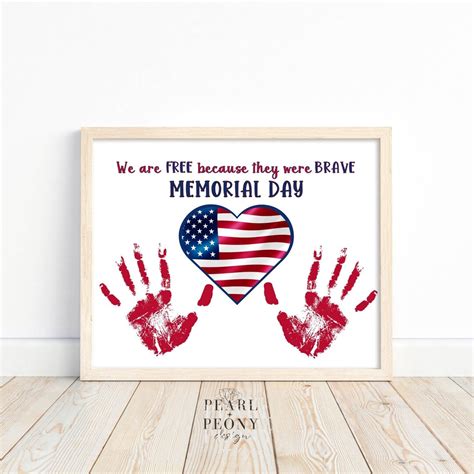 PRINTABLE Memorial Day Handprint Art Craft for Kids, Memorial Day ...