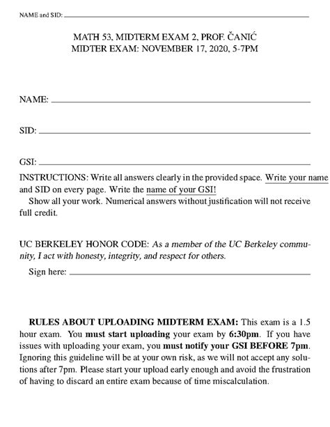 MATH 53 Midterm Exam 2 Solutions - November 17, 2020 - Studocu