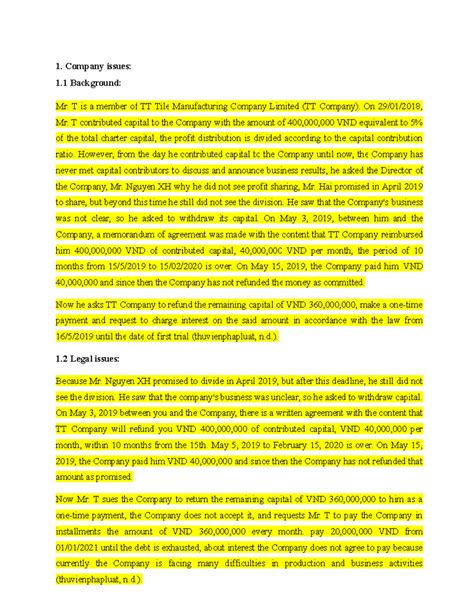 Phần P3 P4 VÀ P5 phần Explainted - Company issues: 1 Background: Mr. T ...