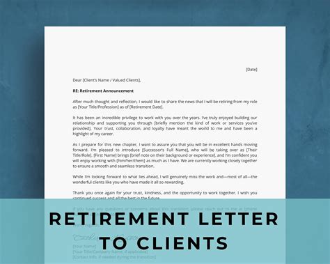 Retirement Letter to Clients Template | Editable Retirement Notice Announcement | Professional ...