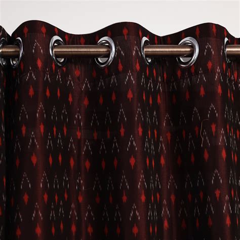 Cotton Door Maroon Pochampally Ikat Curtain