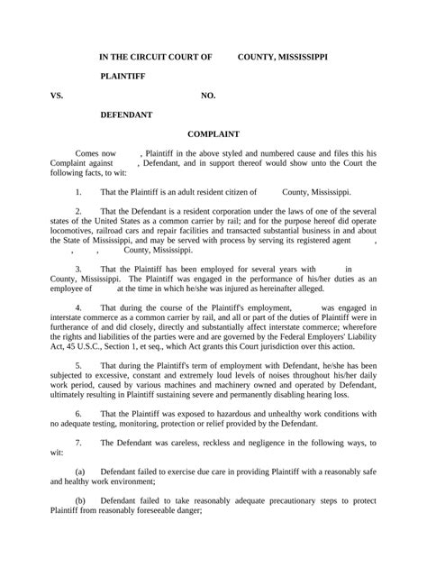 Mississippi Circuit Court Complaint - Fill Out, Sign & Share Online ...