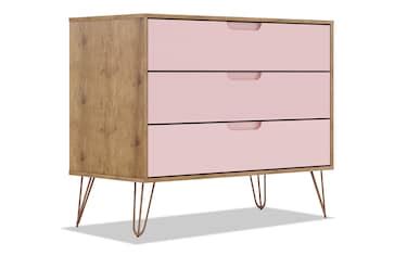 Melton Oak & Pink 3 Drawer Dresser | Bob's Discount Furniture ...