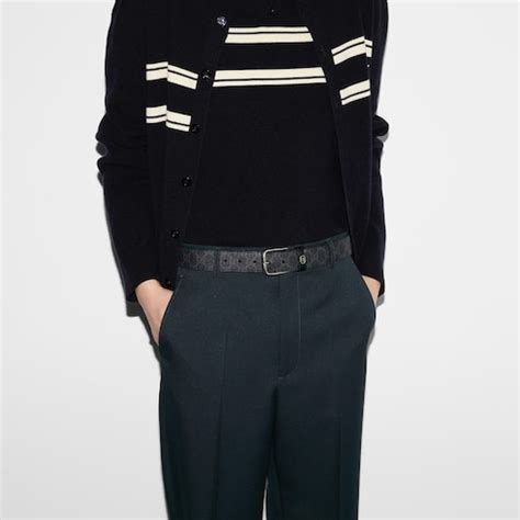 Belt with Interlocking G detail in black Supreme | GUCCI® US