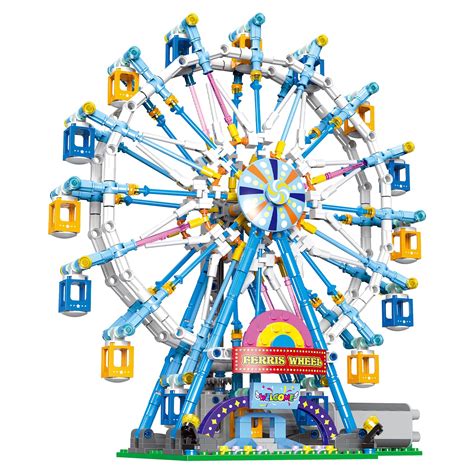 Buy Ferris Wheel Building Set with Fairy Light, Two-Way Rotating Ferris ...
