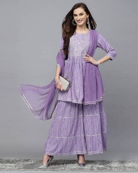 Bandhani Print A-Line Kurta Set with Dupatta - Price History