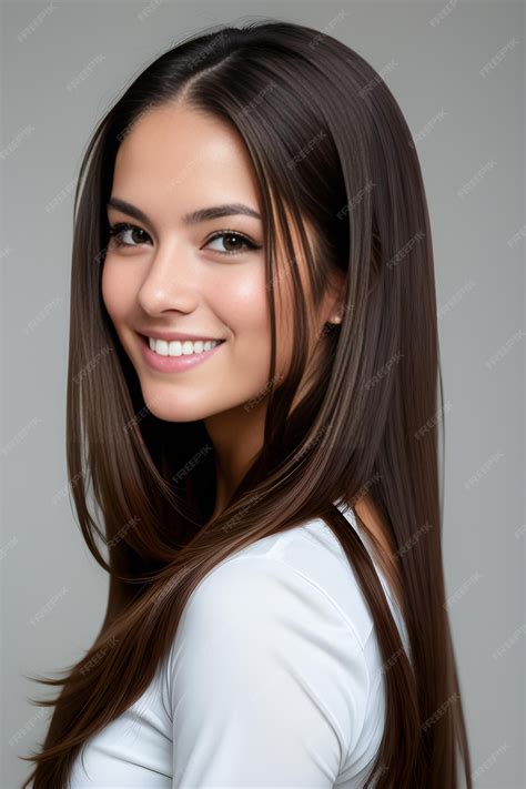 Premium Photo | Portrait of a beautiful young woman with long straight ...
