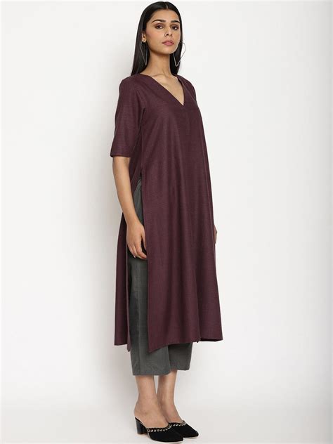 Cotton Linen Purple Kurta Pant Set – trueBrowns