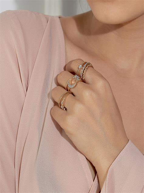 Toniq Set Of 6 Gold Stone Crescent moon rings Set For Women