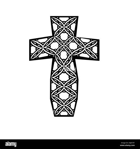 cross with black and white patterns on a white background Stock Vector ...