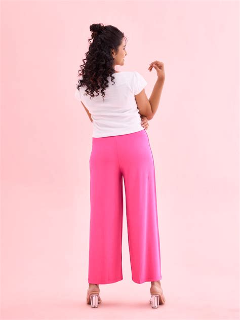 Dark Rose Viscose Knit Palazzo – Go Colors India