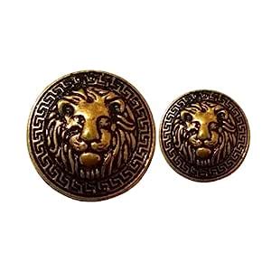 MR JHA CREATIONS Lion Face Design Metal Buttons in Antic Gold Color for ...