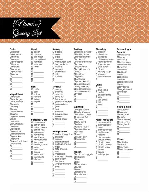 Grocery List Template | Free Printable