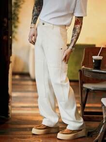 RivetRise Vintage American Style Men's Beige Denim Workwear Straight ...