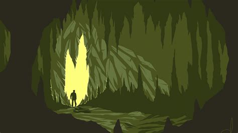Download wallpaper 2048x1152 cave, silhouette, art, vector, dark ...