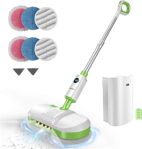 AlfaBot Cordless Electric Mop for Floor Cleaning, Dual Spin Mop with ...