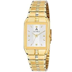 Aglance 9151ym01 Gold Plated Chain White Dial Analog Wristwatch ...