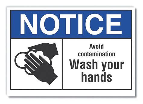 Polyester, Adhesive Sign Mounting, Wash Hands Notice Label - 64MM94 ...