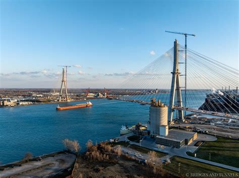Gordie Howe International Bridge, Detroit River, Michigan, USA-Ontario ...
