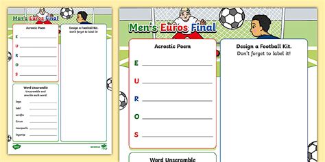 KS1 2024 Men's Euros Final Boredom Buster - Twinkl