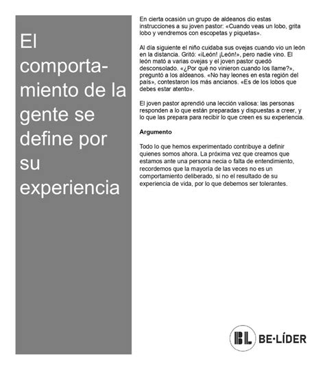 El comportamiento de la gente se define por su experiencia