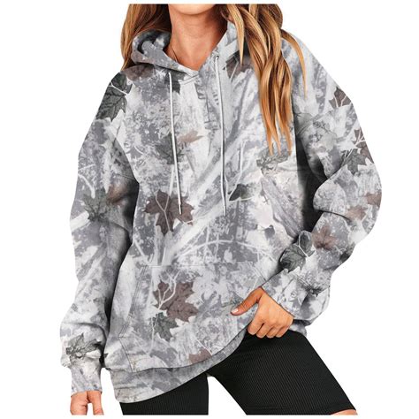 LHVUOA Camouflage Sweatshirts Lightweight Sweaters for Women Camo ...
