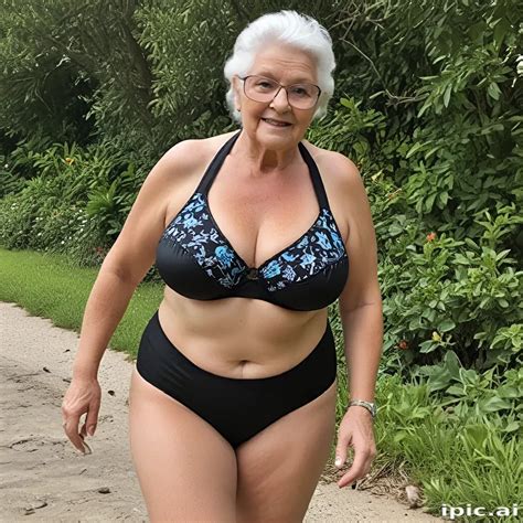 Confident Older Woman Enjoying a Day at the Beach in Swimwear