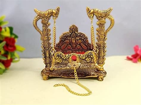 Buy SHRI KRISHNA Metal Laddu Gopal Jhula / Palana Figurine 18 x 9.5 x ...