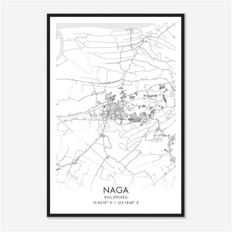Naga Philippines Map Poster, Naga City Road Wall Art Print - Custom Maps & Posters