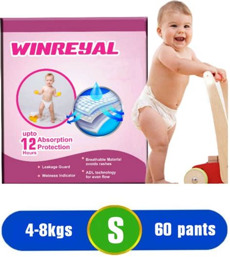 WINREYAL Diapers with Wetness Indicator/12 hours Absorption - S - Buy ...