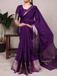 Purple Elegant Chinon Saree with Self Print & Zari Weavi