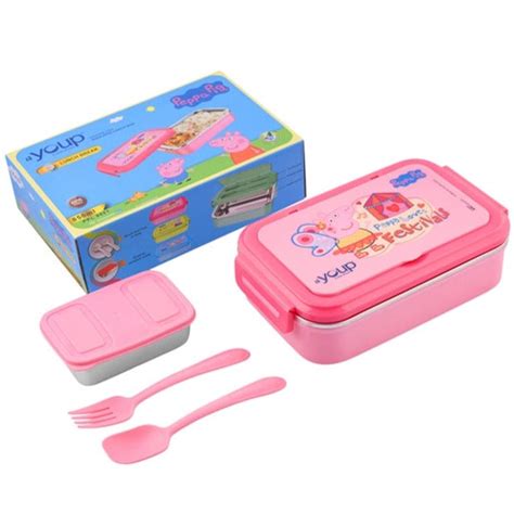Buy Youp Stainless Steel Pink Color Peppa Pig Kids Lunch Box LUNCH ...