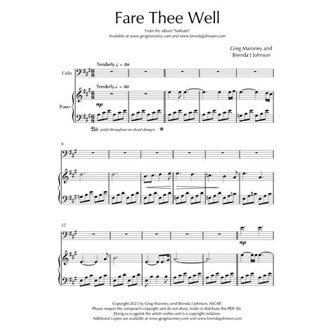 Fare Thee Well ~ Piano & Cello — Greg Maroney