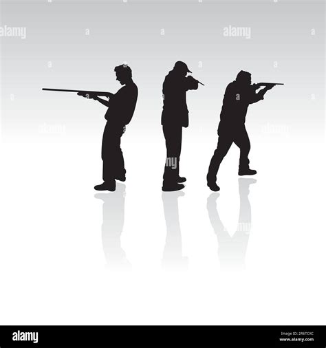 three silhouettes with guns, vector illustration Stock Vector Image & Art - Alamy