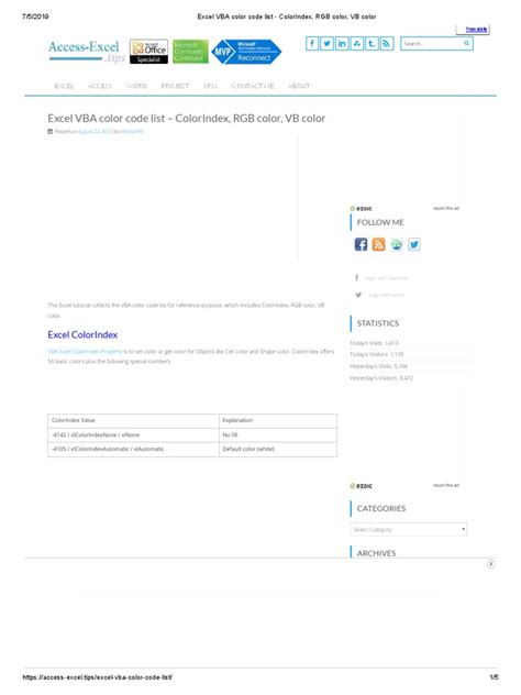 Excel VBA Color Code List 的图像结果