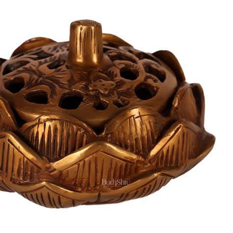 Buy Brass Handcrafted Lotus Design Dhoop Burner | Incense Burner ...