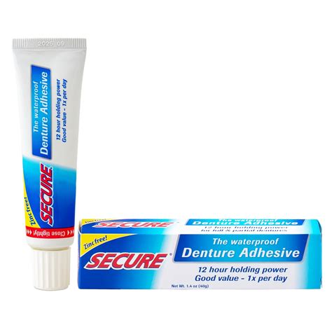 Secure Denture Adhesive Waterproof Zinc Free 1.4 Oz. Formerly Secure ...