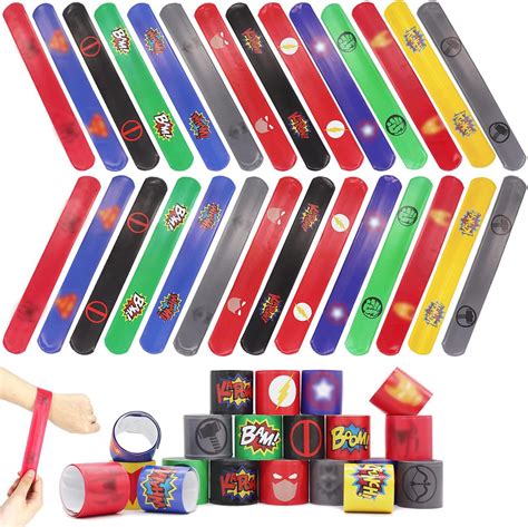 Amazon.com: Kolewo4ever 144 Pieces Hero Slap Bracelet Hero Text ...