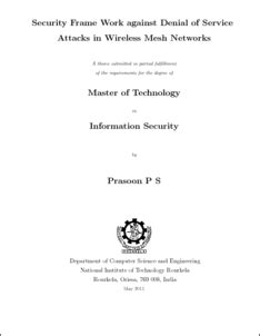 Security Framework against Denial of Service Attacks in Wireless Mesh ...
