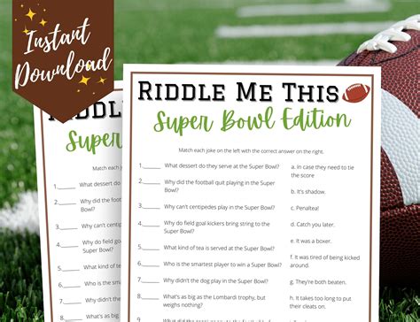 Super bowl riddle me this game 2023 super bowl party game printable ...